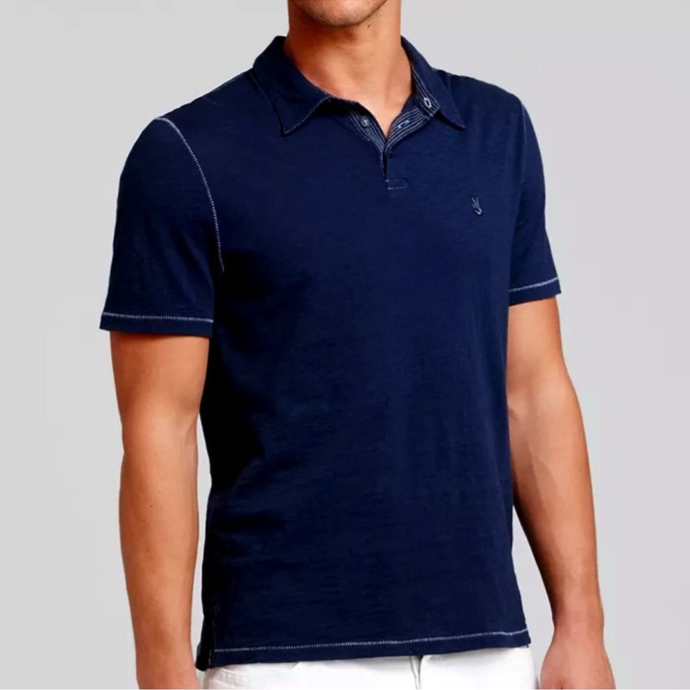 John Varvatos U.S.A Men's Lightweight Polo Shirt Knitted Medium Navy K1381R1B